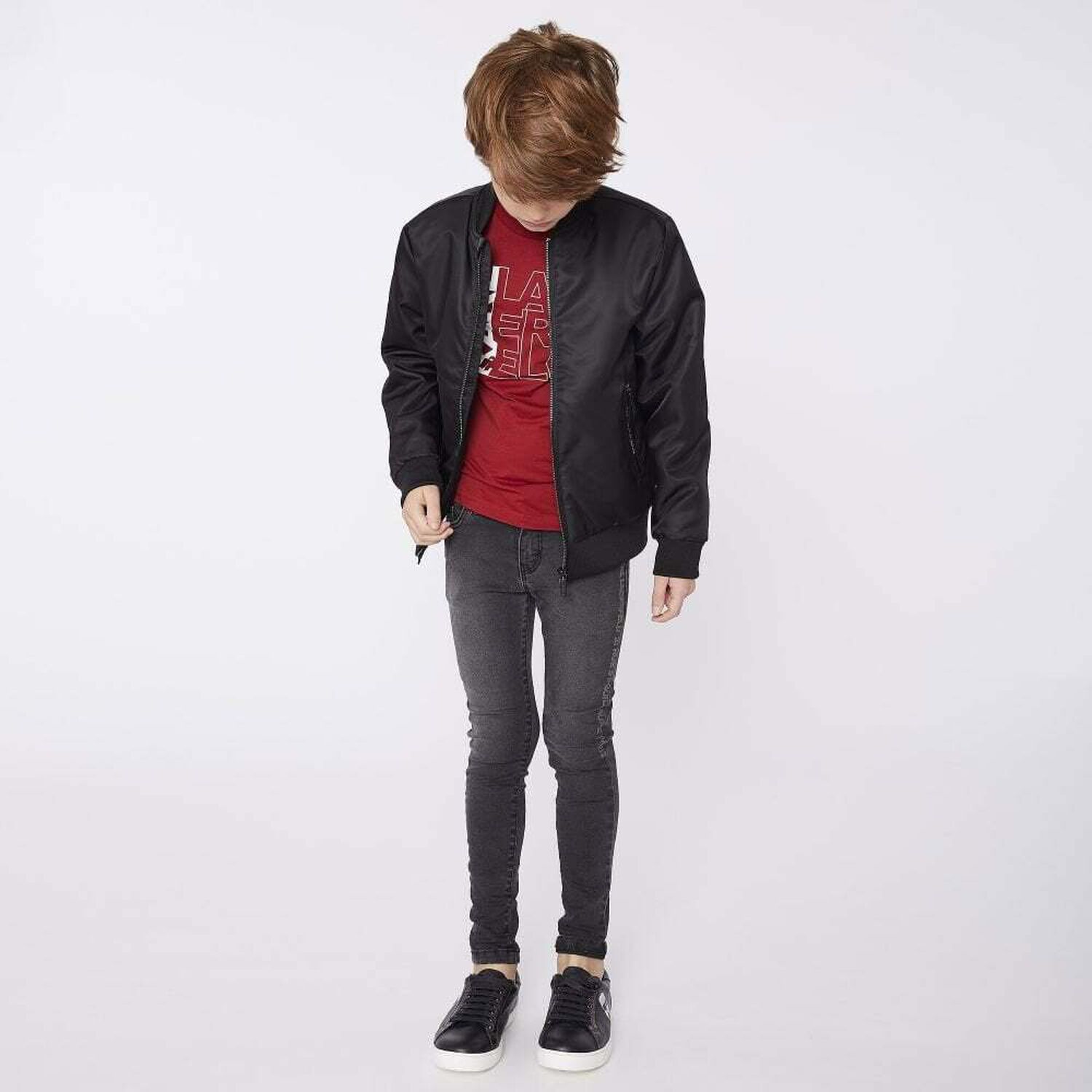 Boys Black Logo Jacket, 1, hi-res