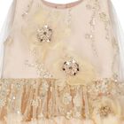 فستان تول وردي مزين بزهور ثلاثية الأبعاد للبنات, 1, hi-res