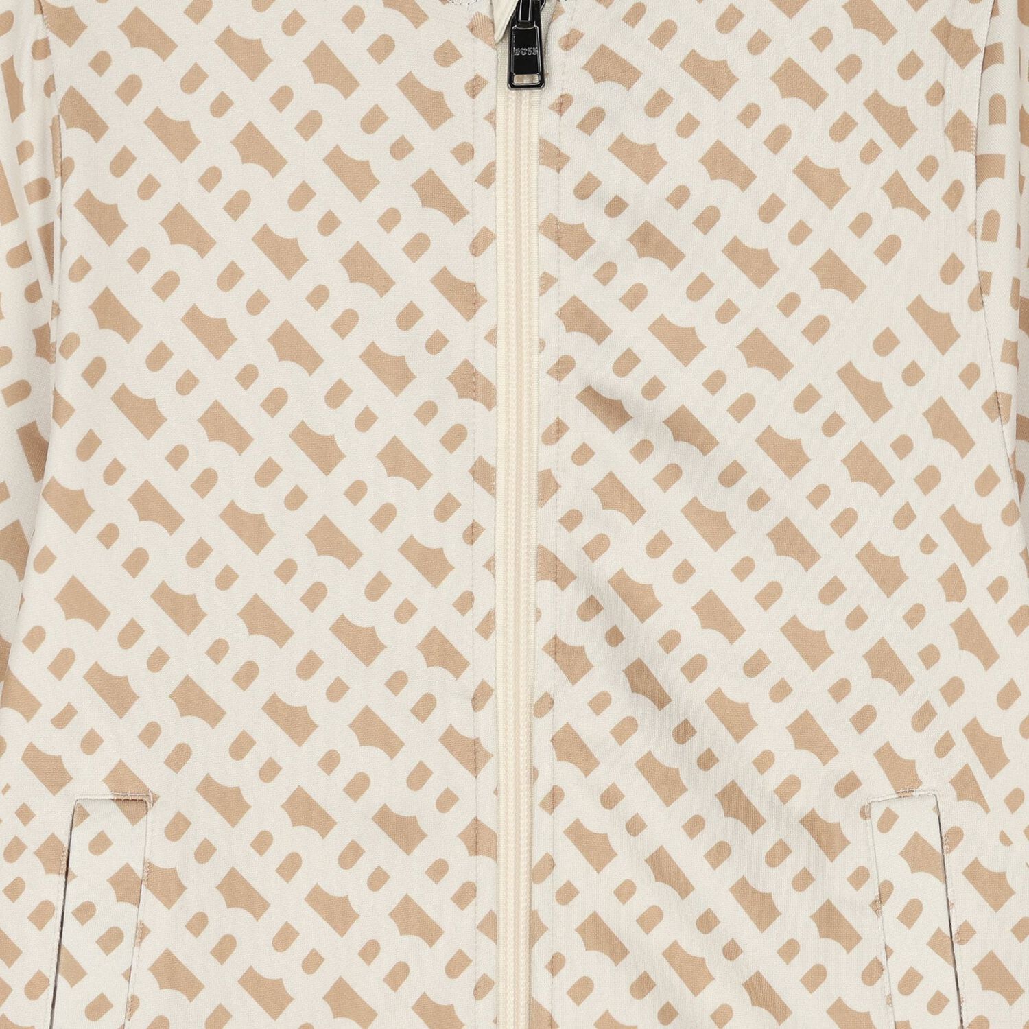 Boys Beige Logo Zip Up Top, 1, hi-res image number null