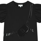 فستان بنات بالشعار باللون الأسود, 1, hi-res