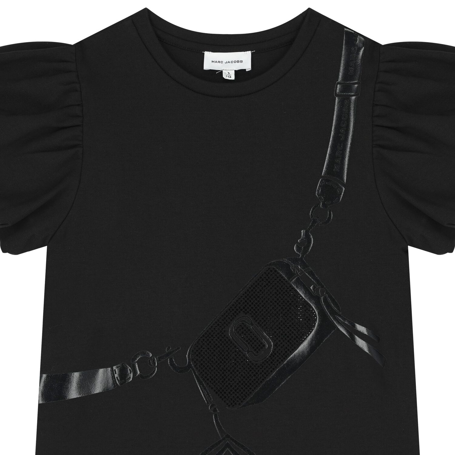 فستان بنات بالشعار باللون الأسود, 1, hi-res