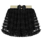 Girls Black & Gold Glitter Skirt, 1, hi-res