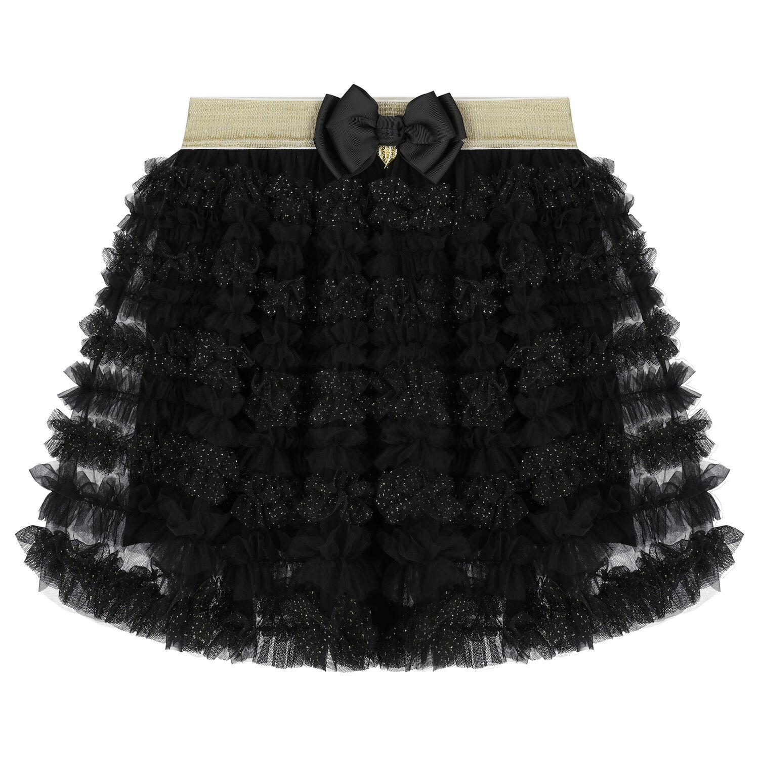 Girls Black & Gold Glitter Skirt, 1, hi-res image number null