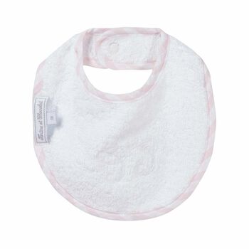 Baby Girls White & Pink Logo Bib