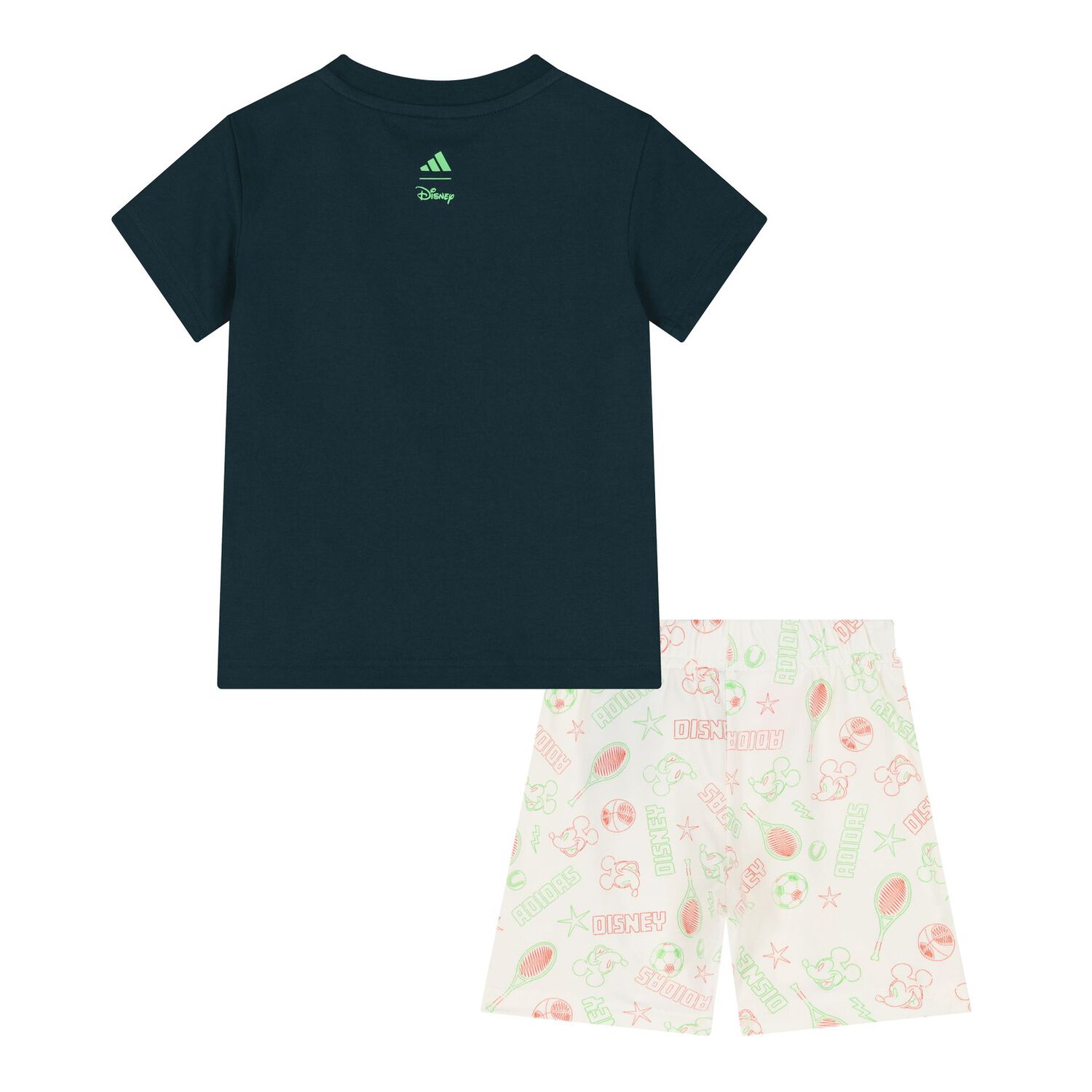 Baby Boys Green & Ivory Disney Logo Shorts Set, 1, hi-res