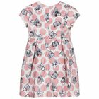 Girls Pink Velour Dress, 2, hi-res