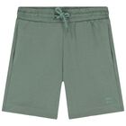 طقم أولاد شورت بالشعار باللون العاجي والأخضر, 1, hi-res