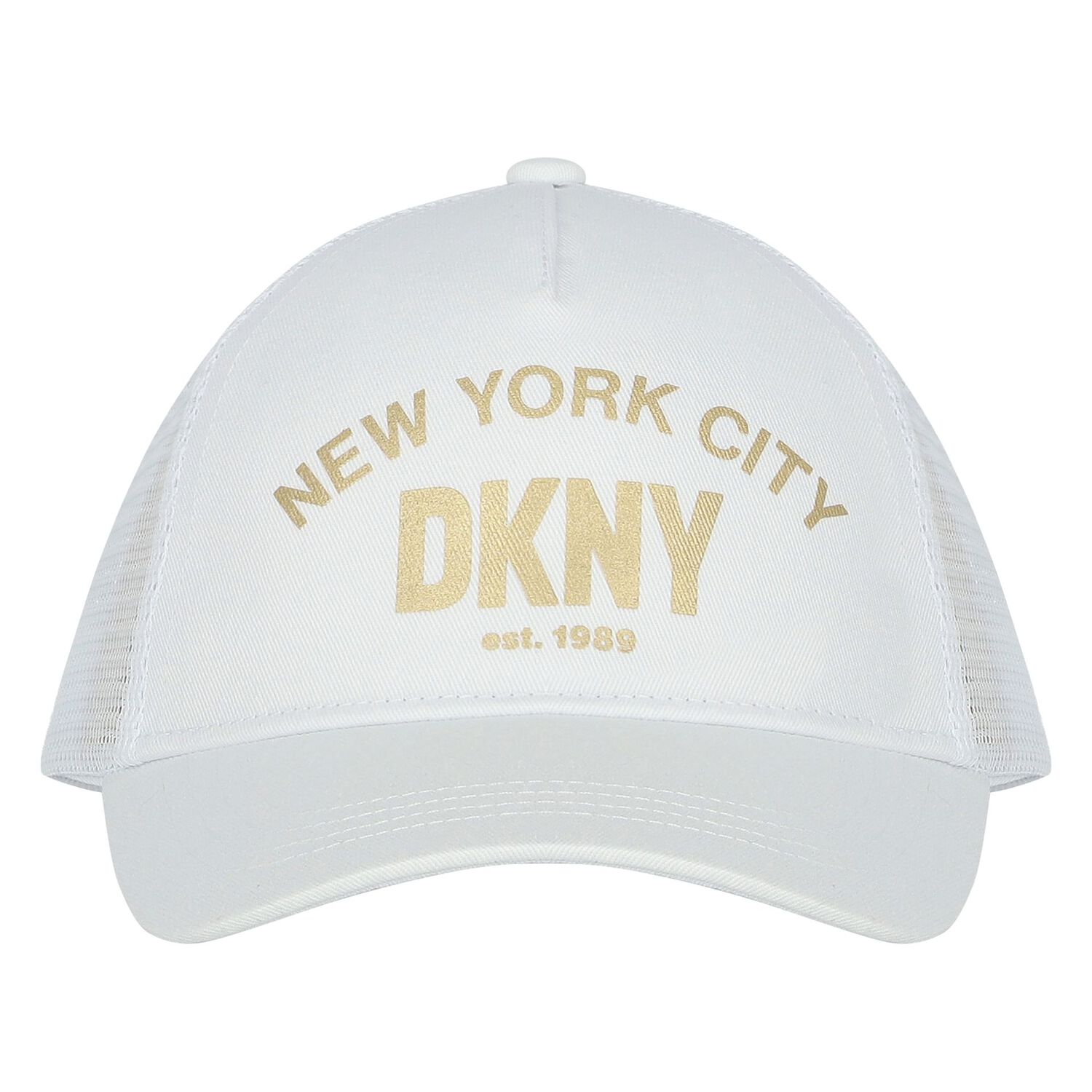 كاب بنات بالشعار باللون الأبيض والذهبى, 1, hi-res