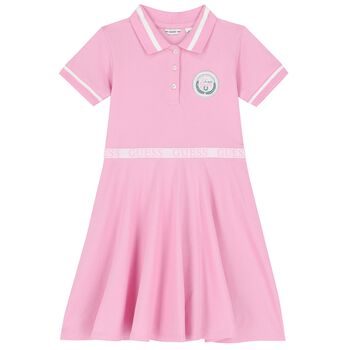 Girls Pink Logo Polo Dress