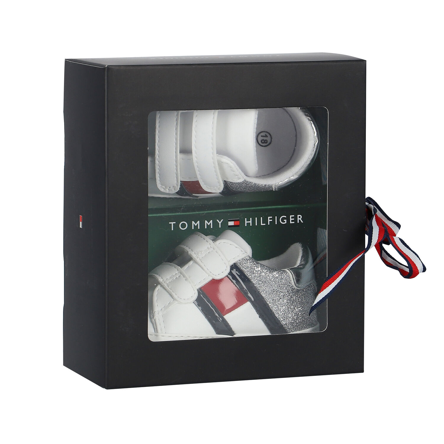  حذاء قبل المشي باللون الابيض و الفضي اللامع  للبنات , 1, hi-res