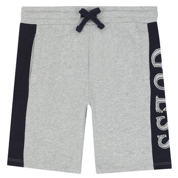 Boys Grey & Navy Blue Logo Shorts