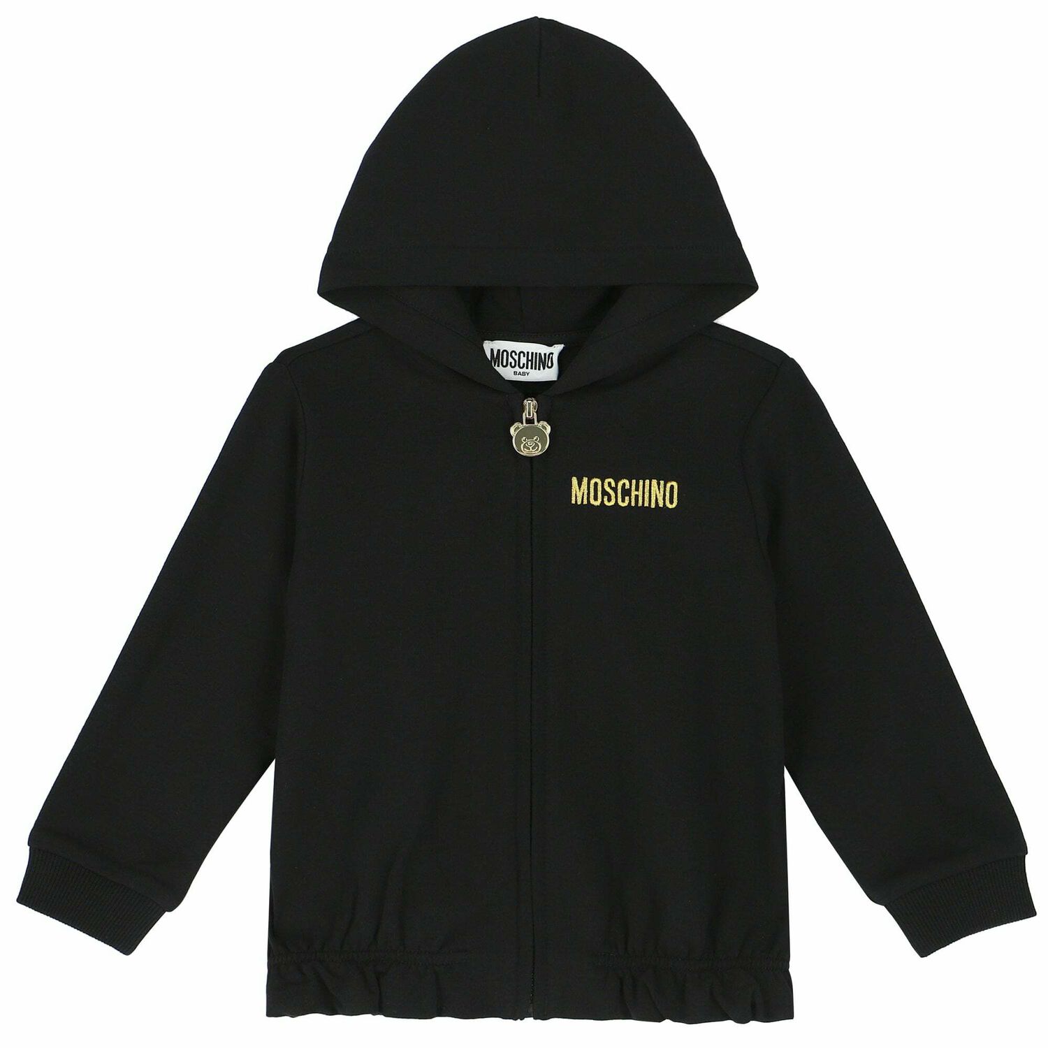 Younger Girls Black Zip Up Logo Top, 1, hi-res image number null