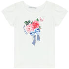 Girls White Floral Skirt Set, 1, hi-res