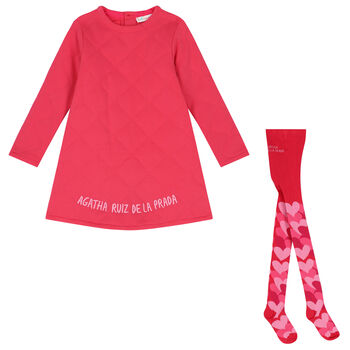 Girls Pink Logo Dress Set