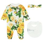 Baby Girls Yellow & White Floral Babygrow Gift Set, 1, hi-res