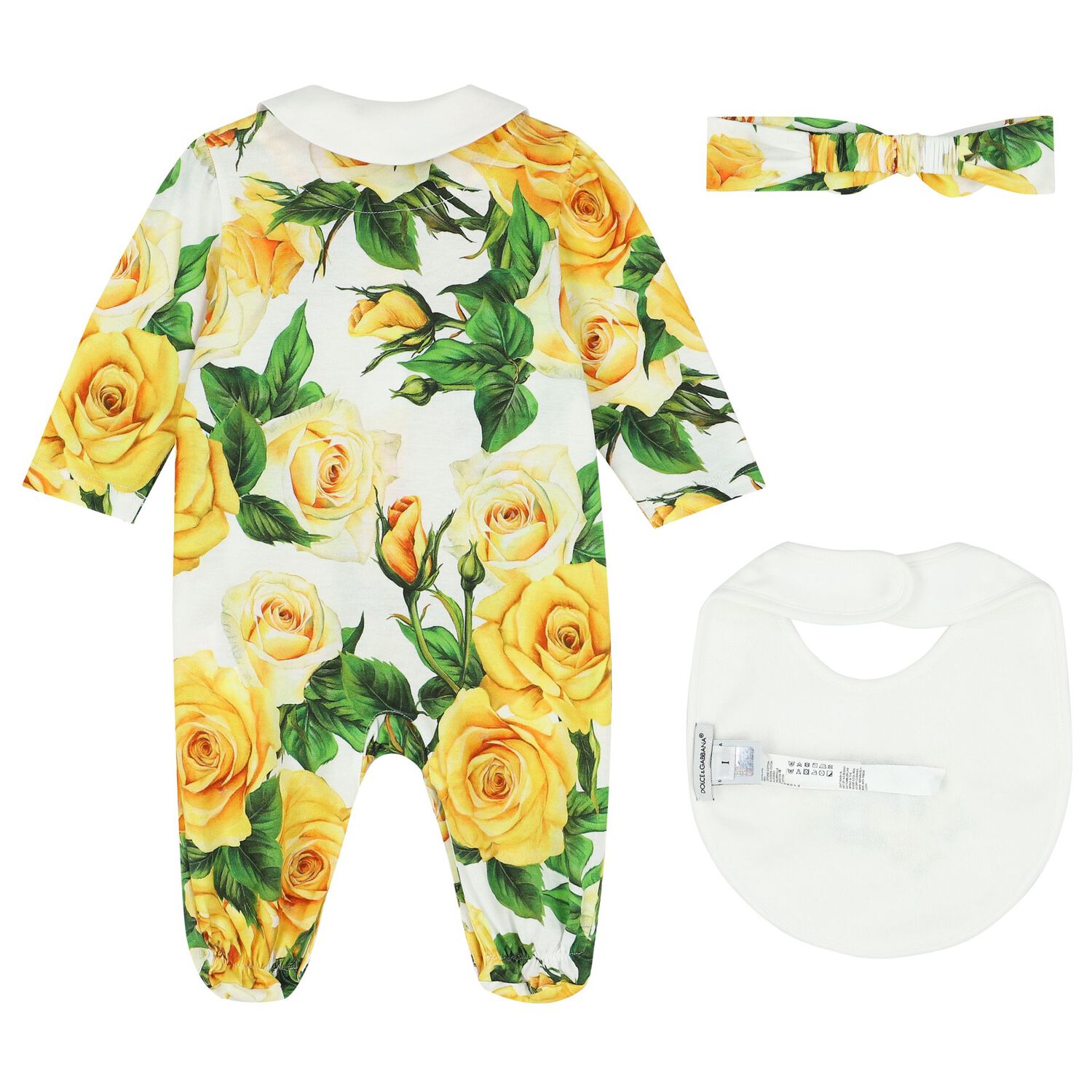 Baby Girls Yellow & White Floral Babygrow Gift Set, 1, hi-res