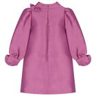 Girls Pink Flowers Satin Dress, 1, hi-res