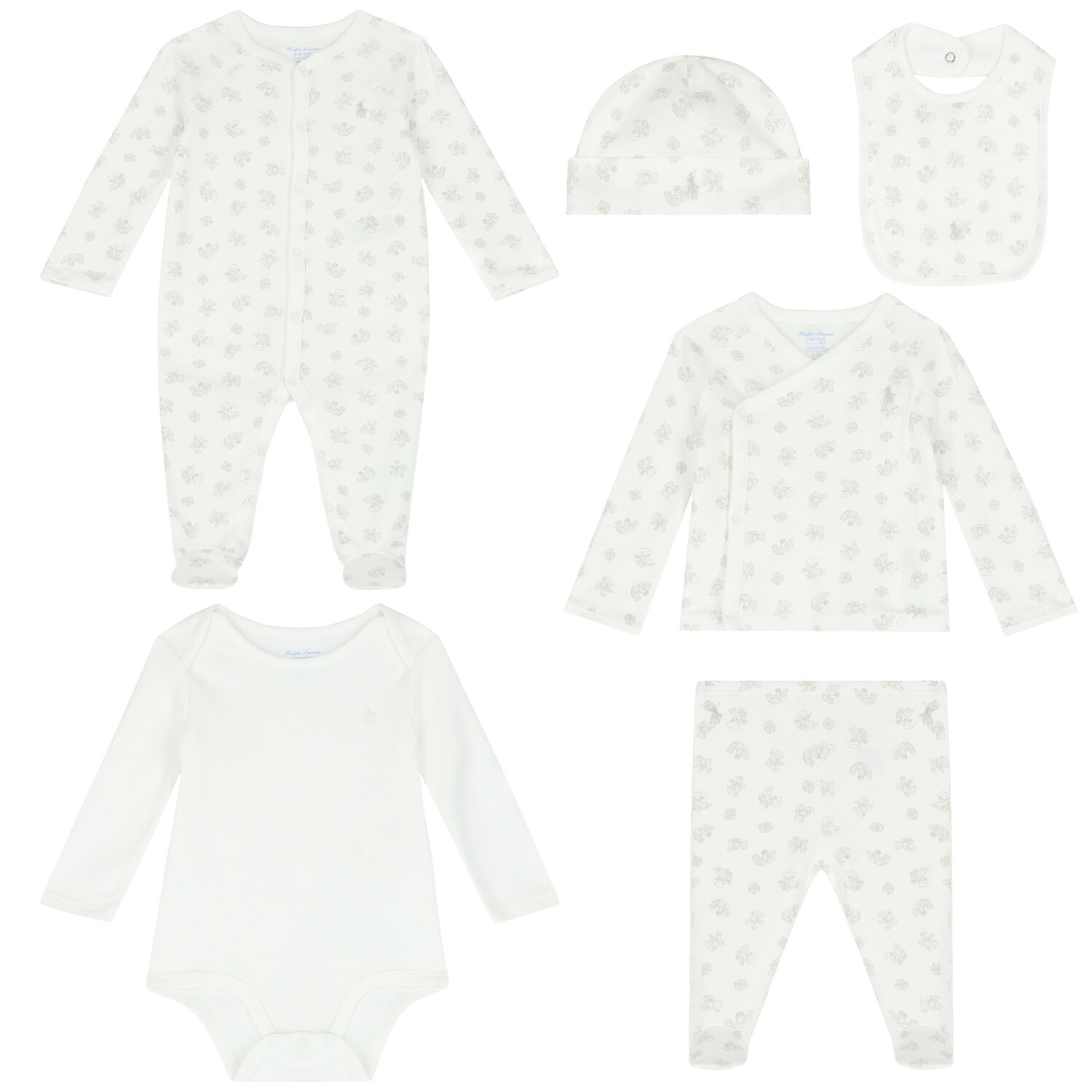Baby Boys White & Grey 7 Piece Set, 1, hi-res image number null