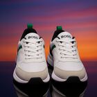 Boys White Mini Me Logo Trainers, 1, hi-res