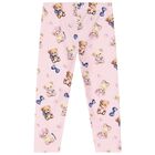 Younger Girls Ivory & Pink Headphones Leggings Set, 1, hi-res
