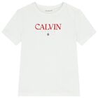 تي شيرت بنات بالشعار باللون الأبيض, 1, hi-res