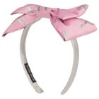 Girls Silver & Pink Bow Headband, 1, hi-res