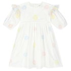 Girls White Embroidered Flower Dress, 1, hi-res