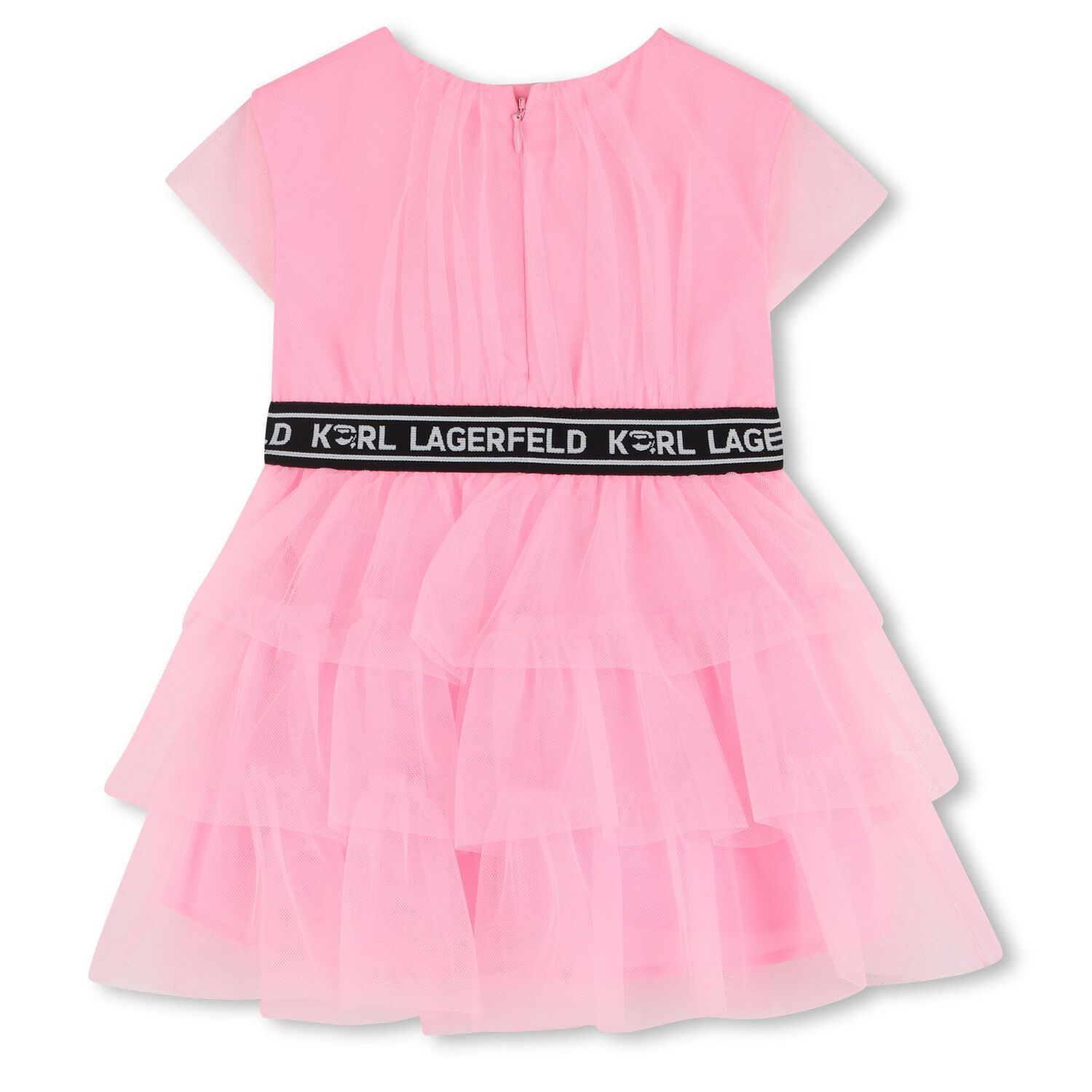 Girls Pink Logo Tulle Dress, 1, hi-res