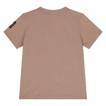 Younger Boys Beige Logo T-Shirt
