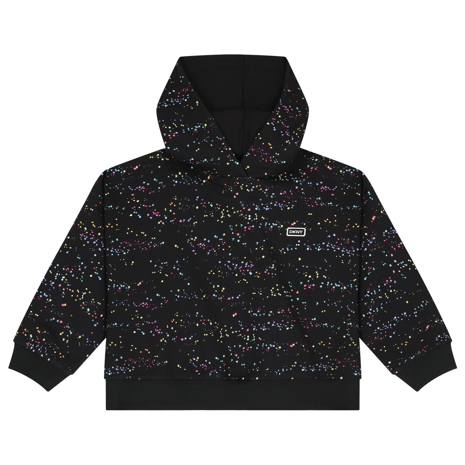 توب بنات هودي بالشعار بضوء النجوم باللون الاسود, 1, hi-res