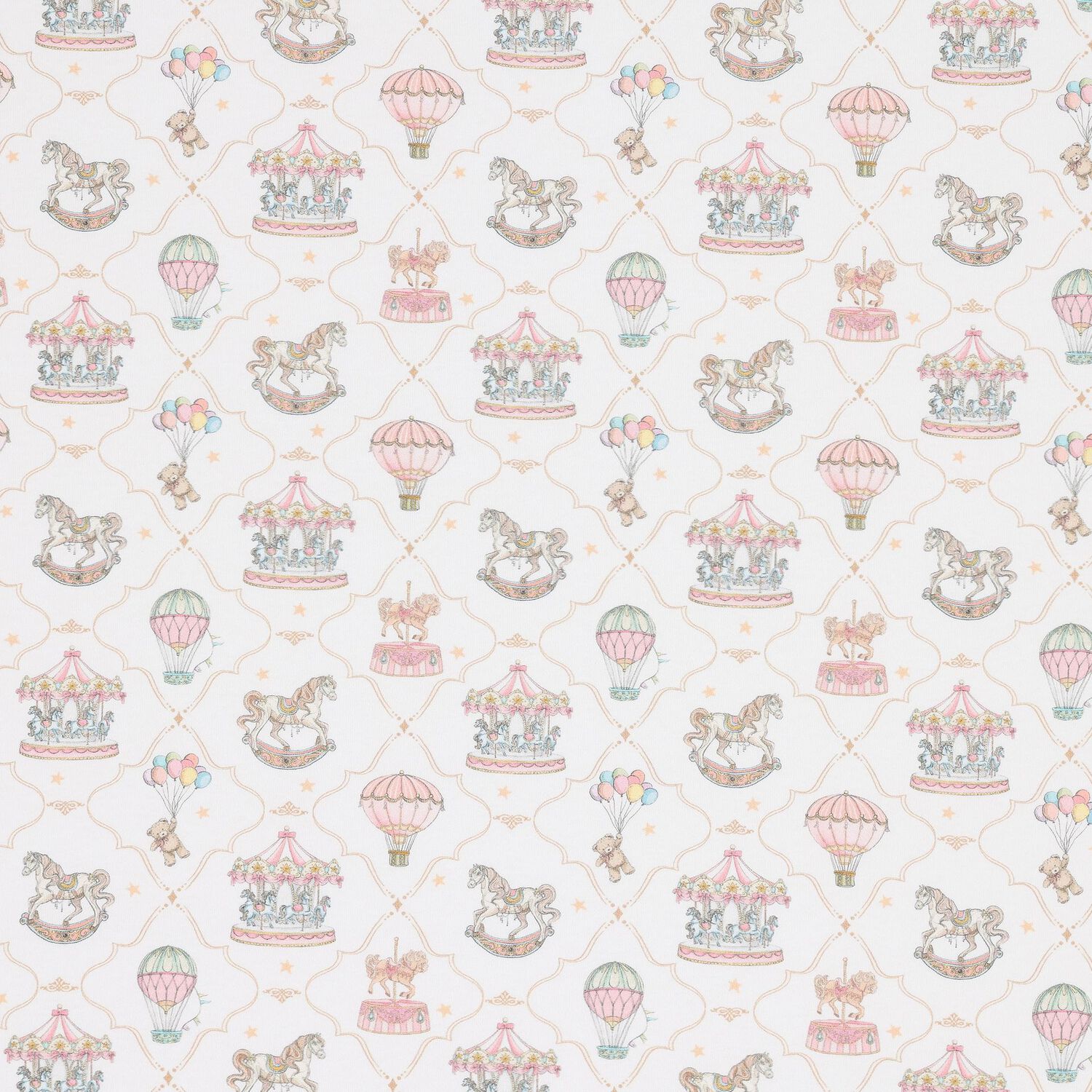 Baby Girls Pink & White Carousel & Hot Air Balloon Blanket, 1, hi-res