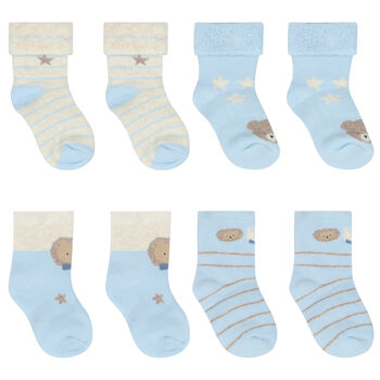 Baby Boys Blue & Ivory Socks ( 4-Pack )