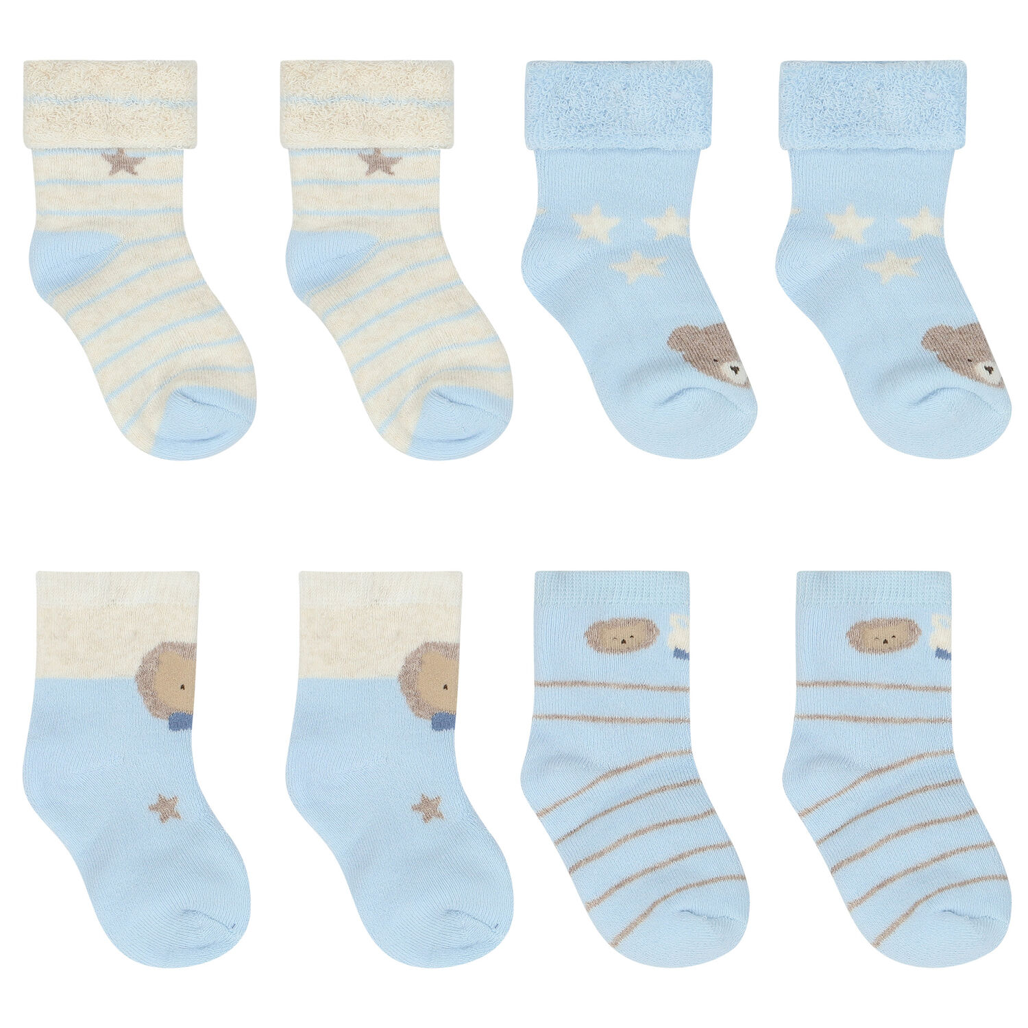 Baby Boys Blue & Ivory Socks ( 4-Pack ), 1, hi-res image number null