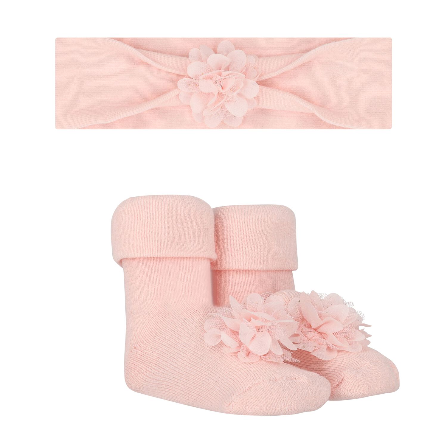 Baby Girls Pink Headband & Socks Set, 2, hi-res