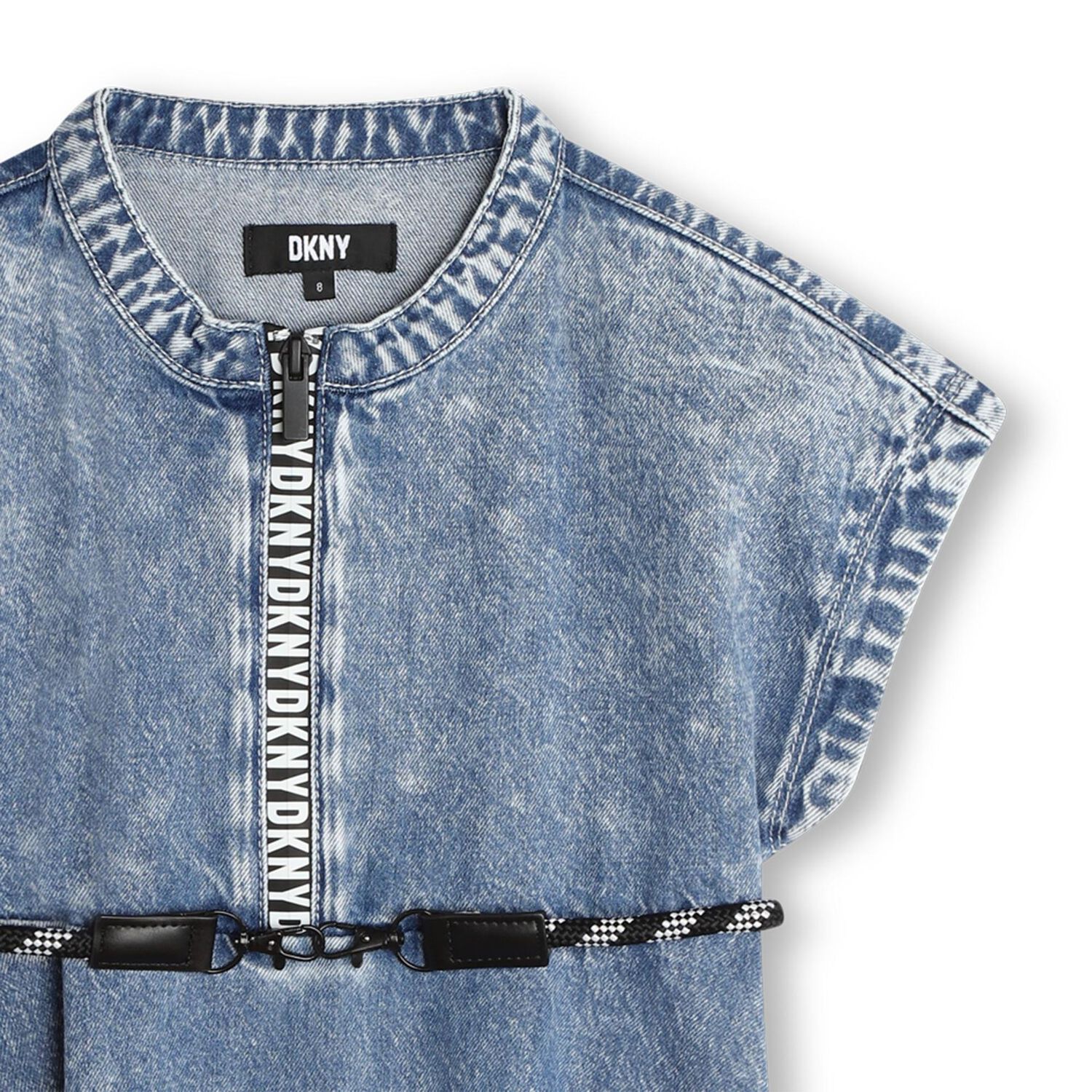 Girls Blue Logo Denim Dress, 1, hi-res