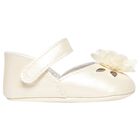 Baby Girls Ivory Flower Pre Walker Shoes, 1, hi-res