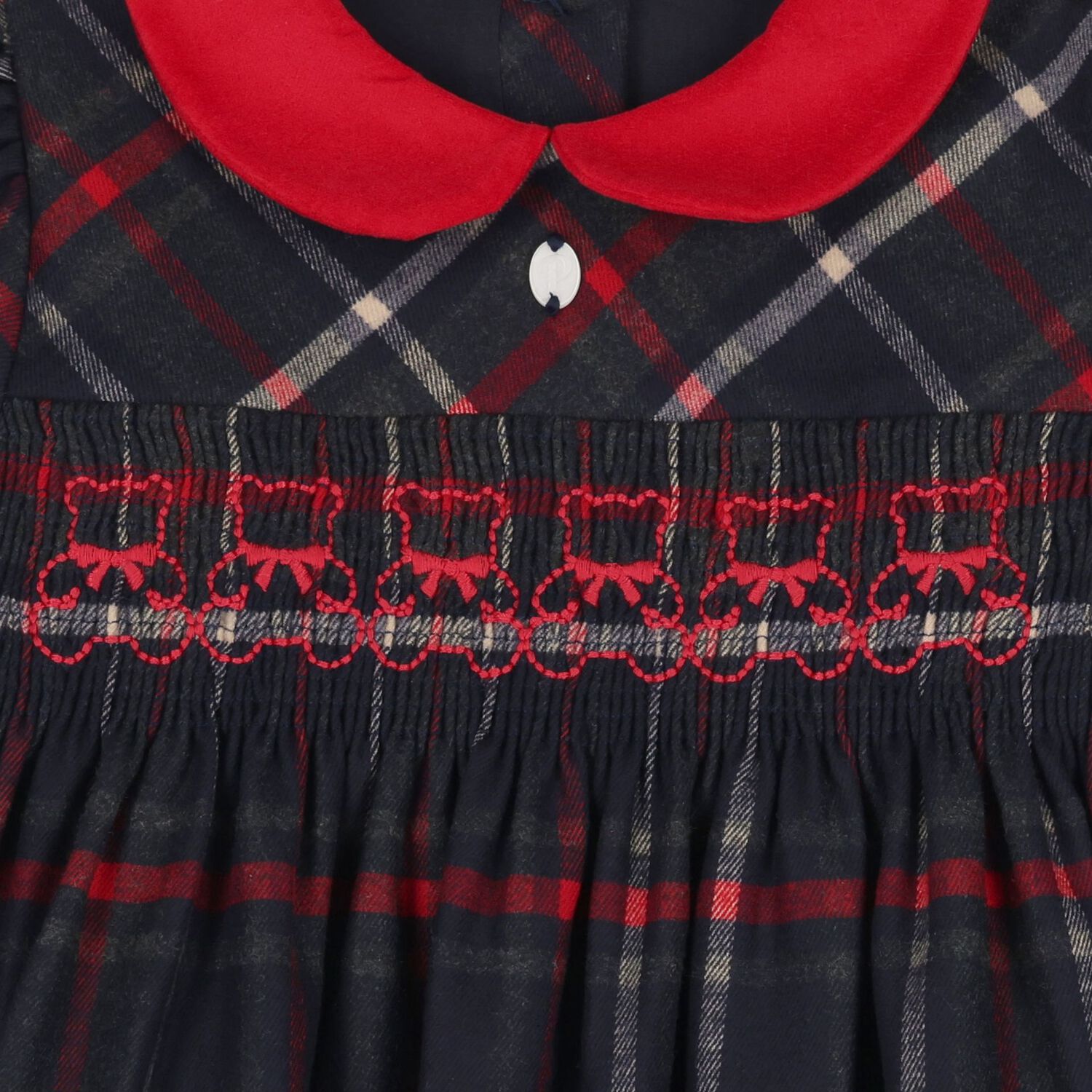 Baby Girls Navy Blue Smocked Dress, 1, hi-res