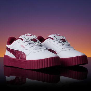 Girls White & Burgundy Hello Kitty Trainers