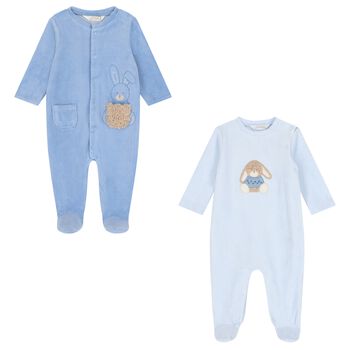 أفرول أولاد بطبعة أرنب باللون الأزرق  (2 قطعة)