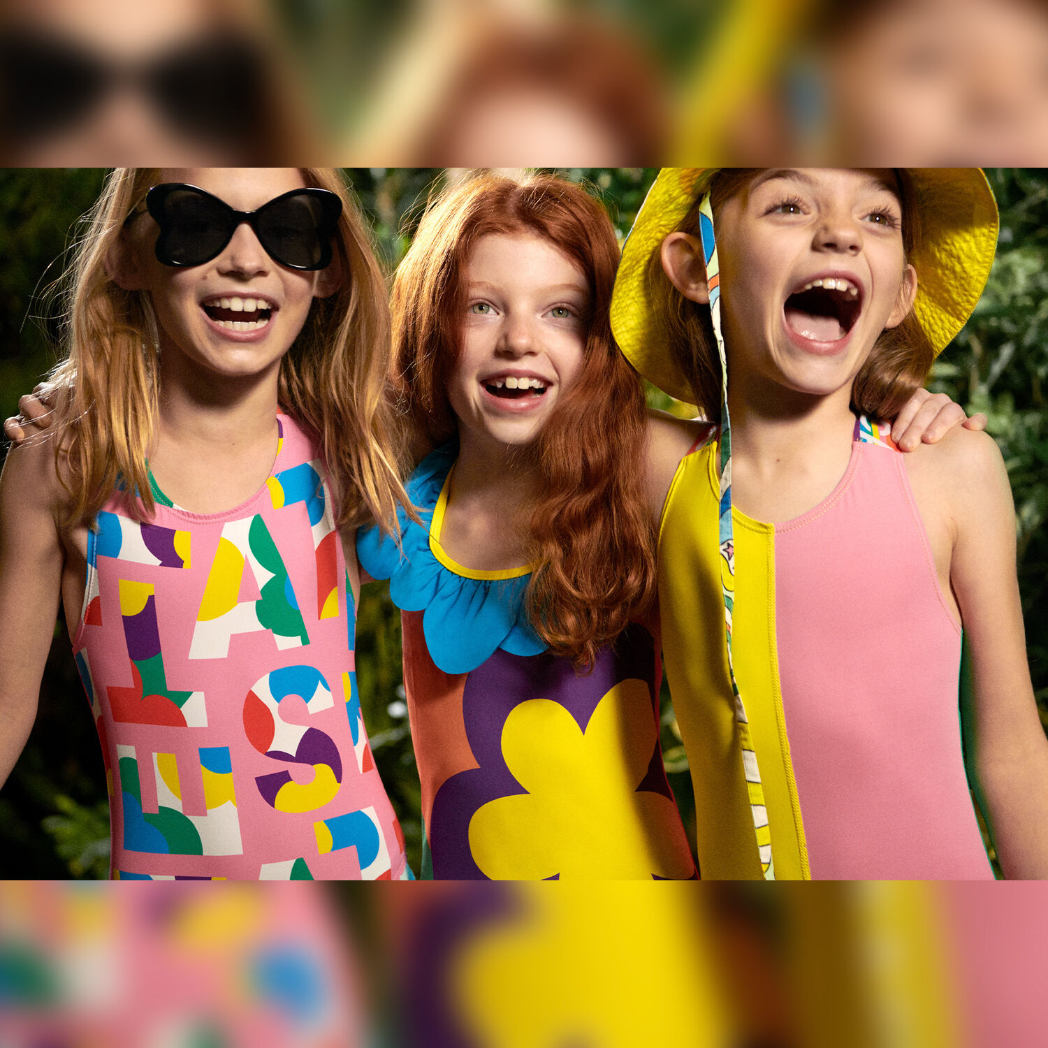 Girls Multi-Colored Logo Swimsuit, 1, hi-res