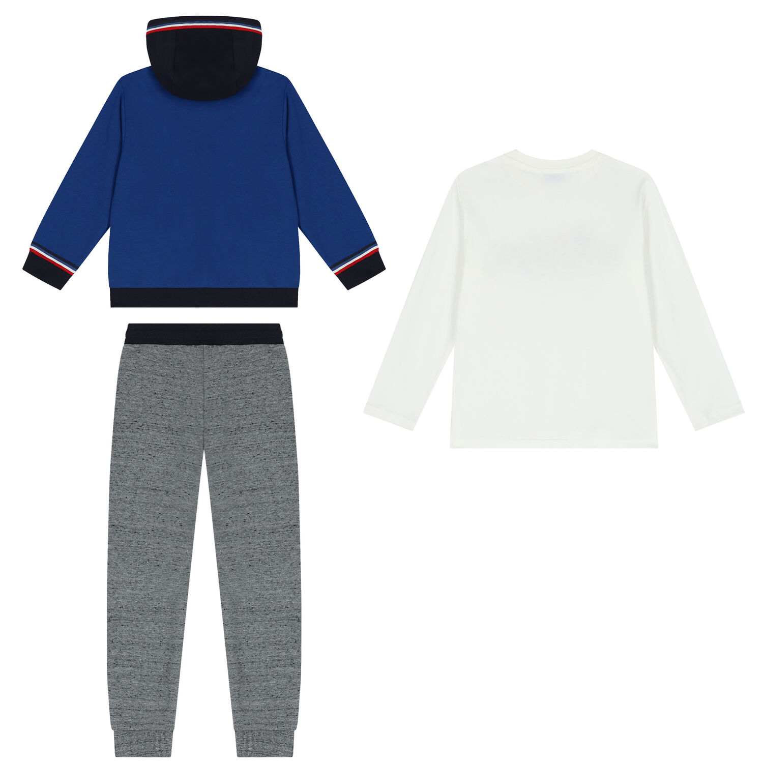 Boys White, Blue & Grey 3 Piece Tracksuit, 1, hi-res