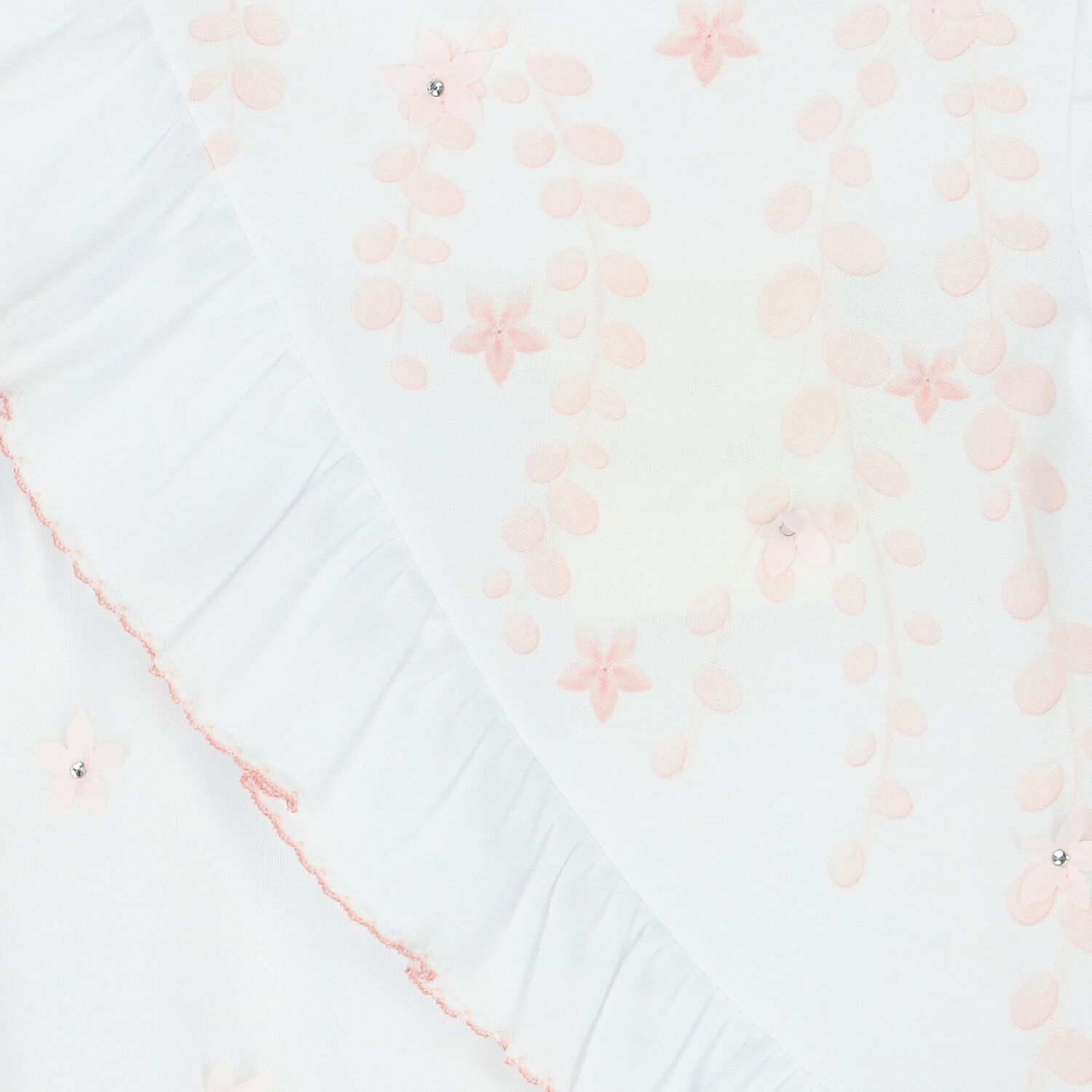 Baby Girls White Floral Romper, 1, hi-res