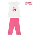 Baby Girls White & Pink Apple Leggings Set, 1, hi-res