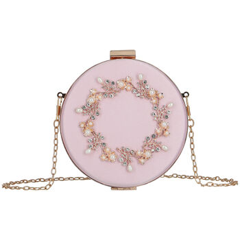 Girls Pink & Gold Embellished Satin Bag