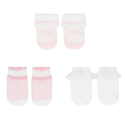 Baby Girls Pink & White Socks