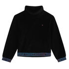 Girls Black Logo Sweatshirt, 1, hi-res