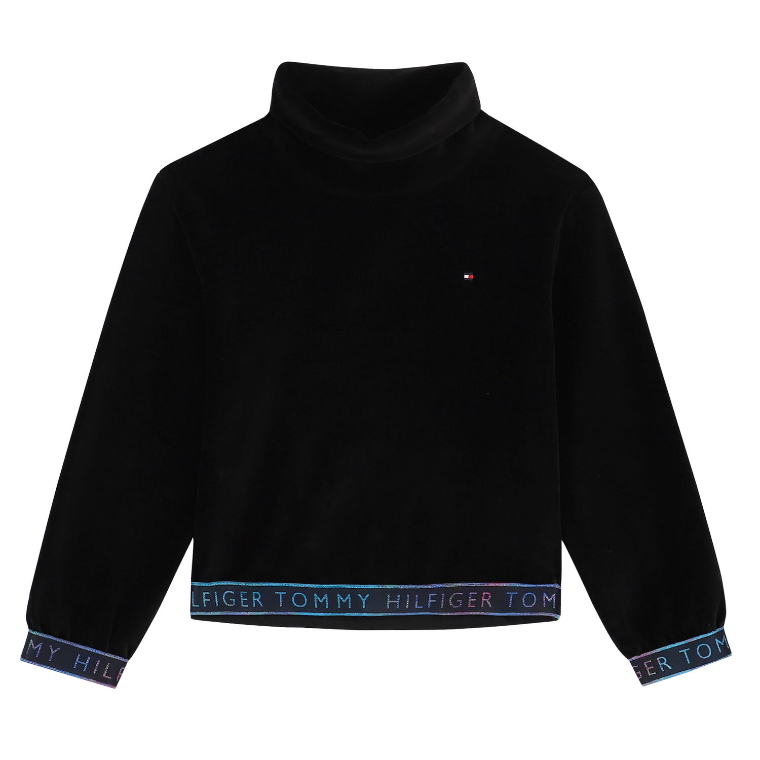 Girls Black Logo Sweatshirt, 1, hi-res