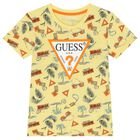 طقم شورت بشعار باللون أصفر وأزرق داكن للأولاد, 1, hi-res