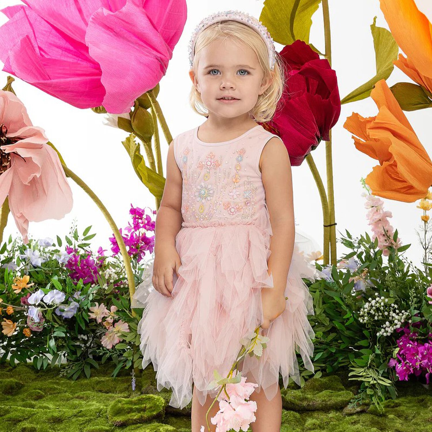 Baby Girls Pink Ruffled Tulle Dress Set, 1, hi-res image number null