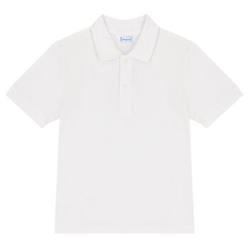 Boys White Logo Polo Shirt